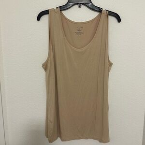 SIVANA Bamboo Scoop Neck Flowy Tank Top Size XL Women’s Beige Neutral Color